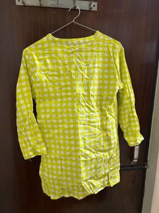 Women's Yellow Checked Kurta