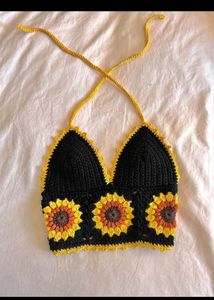 Crochet Sunflower Halter Top