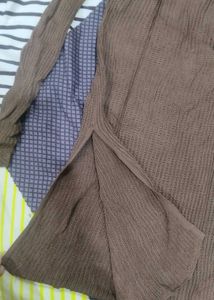 Brown Textured Long Sleeve Top