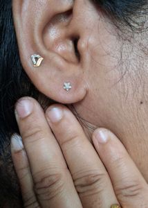Charming Stud Earrings with Pink &amp; White Stones