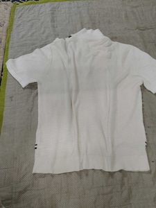 Men's White Knit Button-Up Sweater