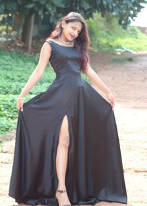 Black Slit Gown