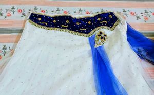 White &amp; Blue Lehenga Choli
