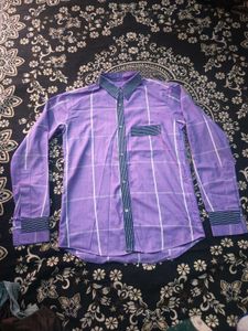 Purple Plaid Long Sleeve Shirt