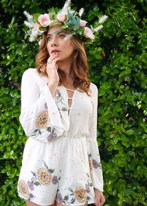 Floral Romper With Full Sleeves