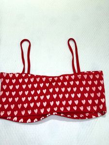 Cute Heart Print Brallate Top