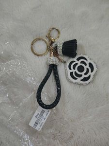 Designer Keychain with Tassel and Flower Charm