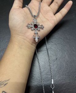 Gothic Silver Cross Pendant Necklace