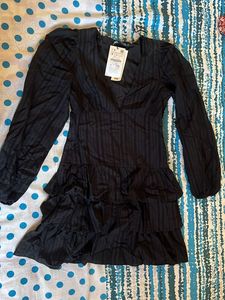 Zara Woman’s Ruffled Layered Black Dress