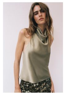 Zara green silk top
