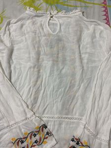 Embroidered White Peasant Blouse