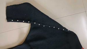 Chic Black Pearl Embellished Top