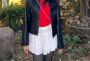 White Tiered Mini Skirt with Lace Trim