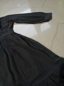 Chic Dark Grey Button-Down Midi Dress