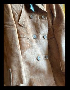 Brown Suede Double-Breasted Coat