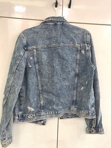 Washed Denim Jacket with Distress