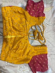 Vibrant Pink &amp; Yellow Saree