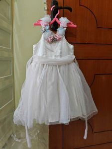 Cream Floral Neckline Party Dress