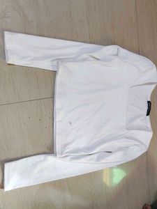White Long Sleeve Crop Top