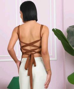 Shein Sleeveless Back Criss-Cross Tie-Up Short Top