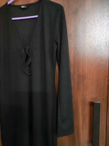 shein Black Long Sleeve Maxi Dress
