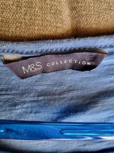 Marks &amp; Spencer Blue T SHIRT w Crochet 36"