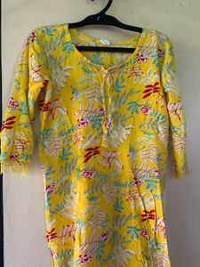 yellow casual cotton kurti