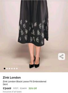 Zink London Black Embroidered Skirt