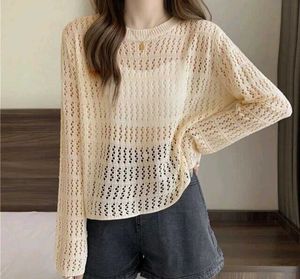 Cream Crochet Knit Sweater
