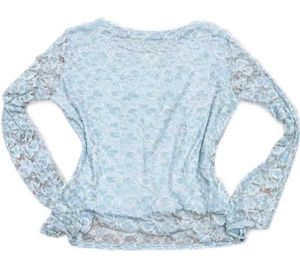 Light Blue Lace Top with Floral Detail