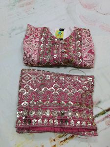Pink Embroidered Palazzo Pants