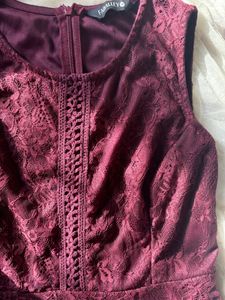 Burgundy Lace Tiered Mini Dress