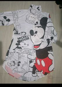 Mickey Mouse Print Shirt Dress