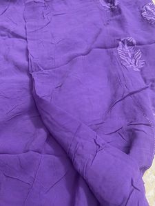 Beautiful Purple Embroidered kurti Fabric