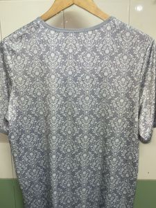 Blue Floral Print V-Neck T-Shirt
