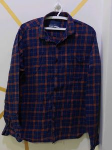 Blue & Orange Plaid Men's Shirt