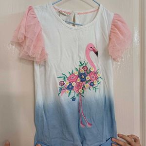 Little Girls Flamingo Top &amp; Skirt from London
