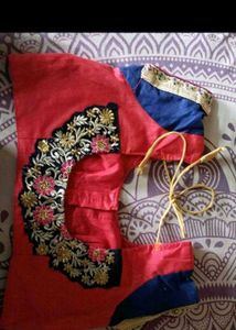 Beautiful Blue Saree with Embroidered Blouse