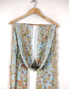 Light Blue Printed With Embroidered Dupatta(Women)