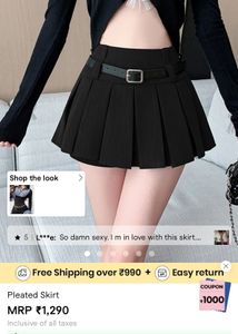 Black Pleated Mini Skirt