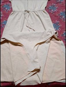 Cream Casual Midi Dress