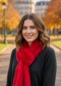 Stylish Red Faux Fur Scarf