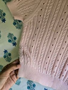 Chic Pink Cable Knit Sweater