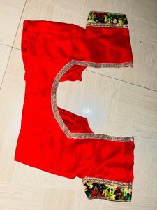 Stunning Red Velvet Blouse with Embellished Sleeve