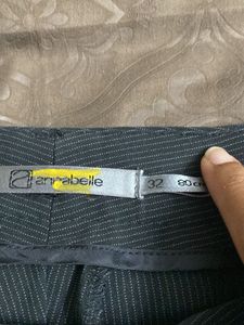 dark grey striped trousers