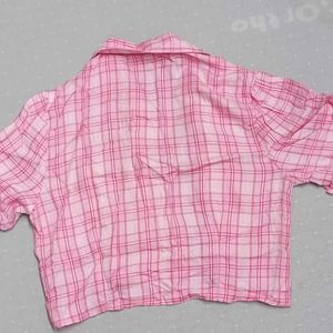 coquette Pink Checked Cropped blouse