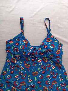 Blue Floral Print Bikini Top