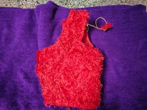 Vibrant Red Textured Blouse