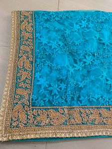 Elegant Aqua Net Saree