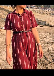 Maroon ikkat Printed Jumpsuit